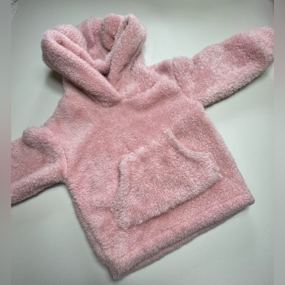 GIRLS PINK SOFT FLEECE HOODIE | 12-18 months - Picture 2 of 5